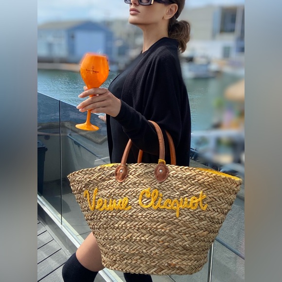 veuve clicquot Bags Veuve Clicquot Straw Summer Beach Bag Champagne